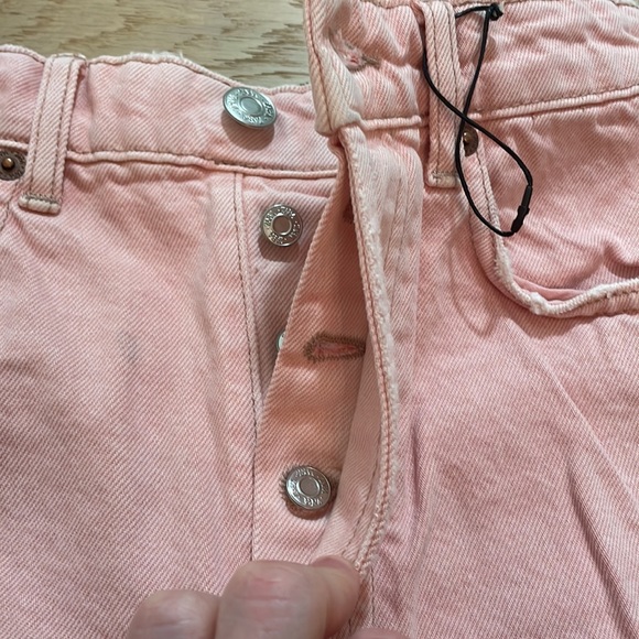 Zara Washed Pink Hugh Waisted Button Fly 5-Pocket Denim Shorts - Picture 5 of 14
